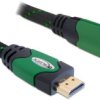 Delock HDMI kabel Wtyczka HDMI-A 3 m czarny, zielony 82953 konstrukcja okrągła, 4K UHD, styki pozłacane , konstrukcja sk