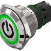 Podświetlany łącznik przyciskowy Chwilowy SPDT średnica wycięcia 22.3mm, montaż panelowy EAO