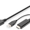Adapter, HDMI plug (type A) to DisplayPort, USB-A connector, black, AK-330111-020-S