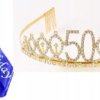 50 lat diadem korona złota + niebieska szarfa