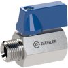 Mini ball valve, L 40 mm, 63 bar, stainless steel, for pipe systems, 103492