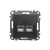 Gniazdo komputerowe podwójne RJ45 kat. 6 STP, czarny antracyt, Sedna Design i Elements SDD114462S