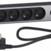 Odace Przedłużacz 5 gniazdowy z łącznikiem 2x USB, 1,5m antracyt+szczotkowane aluminium ST935U1BA