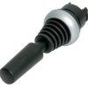 Joystick front element, 2 positions, unlit, groping, waistband round, black, front ring silver, mounting Ø 22.5 mm, 289196