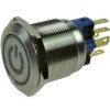 Przełącznik; przyciskowy; GQ22-11ET/B/12V/S; ON-(OFF)+OFF-(ON); 2 tory; podświetlenie LED 12V; niebieski; symbol power; ring; mo