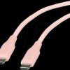 11029122 USB 2.0 cable, C plug to C plug, silicone, 60 W, pink, 1 m