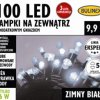 Lampki choinkowe zewnętrzne 100 LED z dodatkowym gniazdem biały 9,9m dł. + 1,5m przyłącze, łącz. max 5 kpl. 230V 6W IP44 25-852