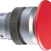 Mushroom pushbutton, unlit, groping, waistband round, red, front ring silver, mounting Ø 22.3 mm, 1.30.246.502/0300