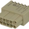 Gniazdo; Han DD; 09140122732; 12 torów; poliwęglan; proste; na przewód; zaciskany; 10A; 250V; biały; złocone; 0,25÷1,5mm2; Harti