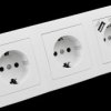 1534777 Table socket, 3-fold, type F - CEE 7/3, 2 x USB, white