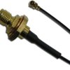 Coaxial cable, SMA jack (straight) to AMC plug (angled), 50 Ω, 1.13 mm micro cable, grommet black, 300 mm, 336303-12-0300