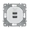 Gniazdo USB 2x 5V/2A, białe, OVAL Electromalt