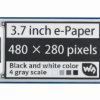 Waveshare 3.7inch e-Paper e-Ink Display HAT For Raspberry Pi, 480×280, Black / White, 4 Grey Scales, SPI