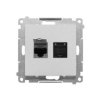 SIMON 55 Gniazdo komputerowe podwójne RJ45 kat. 6 ekranowane z przesłoną aluminium mat T62E.01/143 KONTAKT SIMON