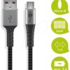 49282 Sync and charging cable, USB-A -> micro B, 1.0 m, textile, black