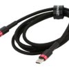 Kabel USB C wtyk z obu stron 2m czarny tekstylny 60W CATKLF-H91