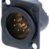 XLR panel plug, 6 pole, gold-plated, 1.0 mm², AWG 18, zinc die casting, NC6MD-LX-B