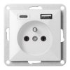 Gniazdo pojedyncze p/t 2P+Z z ładowarką USB A+C Pearl, 16A, 250V, PT-16P/USB, biały,OR-OE-7705/USBAC/W