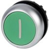 Pushbutton, unlit, groping, waistband round, green, front ring silver gray, mounting Ø 22.5 mm, 216607