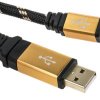 Kabel USB Złącze A USB A Złącze B Micro USB typu B dł. 800mm Przewód USB USB 2.0 kolor: Czarny/Złoty