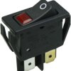 Rocker switch, red, 2 pole, On-Off, off switch, 16 (4) A/250 VAC, 10 (4) A/250 VAC, IP40, illuminated, printed, 1555.3102