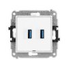 Icon Mechanizm Gniazda Podwójnego 2Xusb A-A 3.0, Bez Pola Opisowego Biały Mat...
