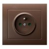 KIER Gniazdo pojedyncze z uziemieniem z przesłonami torów prądowych brązowy metalik GP-1WZP/52 OSPEL