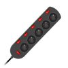 Przedłużacz 3x1mm 5 gniazd + 6 wyłączników 1,5m czarny EPS-501,5W6-2