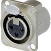 Gniazdo XLR z kołnierzem Neutrik NC3FD-LX, 3-pin, 16 A, niklowe