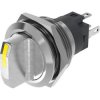 Selector switch, illuminable, latching, 1 Form C (NO/NC), waistband round, yellow, front ring silver, 90°, mounting Ø 22 mm, 82-