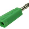 Wtyk bananowy; 4mm; 1.107.G; zielony; 45mm; lutowany; wtykany (gniazdo bananowe 4mm); 19A; 60V; mosiądz niklowany; PE; Amass; Ro