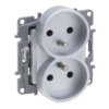 NILOE SELECTION Gniazdo podwójne z uziemieniem do ramek wielkorotnych zaciśki śrubowe z przesłoną aluminium 762142 LEGRAND