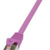 kabel LAN LogiLink CQ2029S, 1 szt., RJ45, CAT 6, S/FTP, 0.50 m, różowy