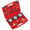 Sealey MS100 Motorcycle Compression & Fuel Pressure Gauge Set 3pc
