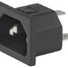 Panel plug C14, 3 pole, snap-in, plug-in connection, black, 6162.0024