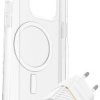 Otterbox KIT EU Pokrywa + szkło ochronne + zestaw ładowarki Apple iPhone 15 Pro Max przeźroczysty, biały Kompatybilny z