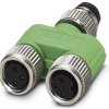 Adapter, 2 x M12 (4 pole, socket) to M12 (4 pole, plug), Y-shape, 1696183