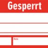 Quality assurance sign, text: "Gesperrt", (W) 50 mm, paper, 088.53-4-30X50-Z4