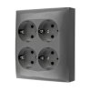 Simon Aquaclick Gniazdo natynkowe, Schuko, 4-krotne, IP20, zaciski śrubowe ciemnoszary ACGSZN4/18