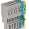 Socket header, 8 pole, pitch 5 mm, straight, green-yellow/blue/gray, 769-108/000-038