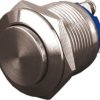 Vandal-proof pushbutton, 1 pole, silver, unlit , 2 A/36 V, mounting Ø 19 mm, IP65, PAV19ANHW0N