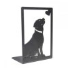 Czarna metalowa podpórka do książek z motywem psa