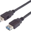 Przedłużacz komputerowy USB A / USB A 2.0, czarny, długość 5m