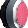 Pushbutton, illuminable, groping, waistband round, red, front ring silver, mounting Ø 22.3 mm, 1.30.270.021/2300
