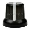 Gałka czarna z białym znacznikiem oś=6mm N-4