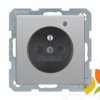 BERKER Q.1/Q.3/Q.7 Gniazdo pojedyczne z uziemieniem z przesłonami i diodą kontrolną LED aluminium aksamit lakierowany 6765096084