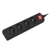 Przedłużacz z wyłącznikiem 4-gniazda z/u 1,5m /H05VV-F 3G1/ czarny LANBERG