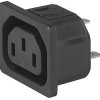 Panel socket F, 3 pole, snap-in, plug-in connector 4.8 x 0.8, black, 3-144-645