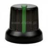 Gałka czarna z zielonym znacznikiem oś=6mm N-4