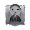 SIMON BASIC Gniazdo podwójne z uziemieniem z przesłonami inox metalik BMGZ2Mz.01/21 KONTAKT SIMON
